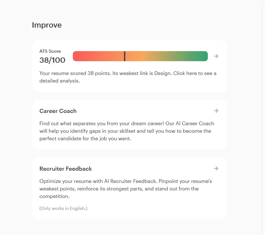 Kickresume resume performance score