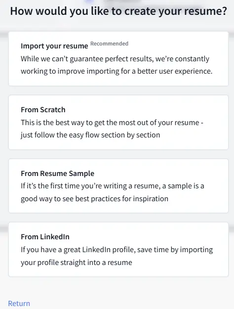 Resume.io importing resume