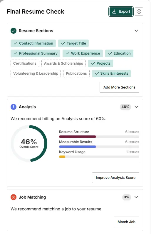 Teal Final Resume Check